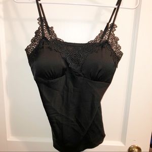 Black Lace Camisole with Padded Cups Sexy Chic